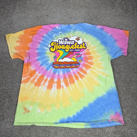 Wawa Hoagiefest Shirt Mens 2XL Tie Dye Rainbow Graphic Advertising Promo - Picture 2 of 9